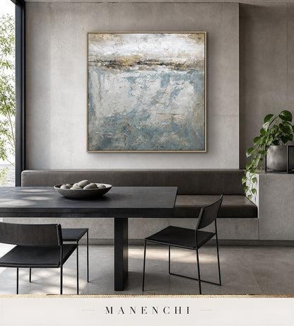 Glacial Flow | Contemporary Wall Art - original hand-painted painting by Manenchi, styled in a room setting