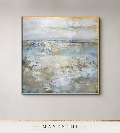 Massed Surf | Contemporary Wall Art - original hand-painted painting by Manenchi, styled in a room setting