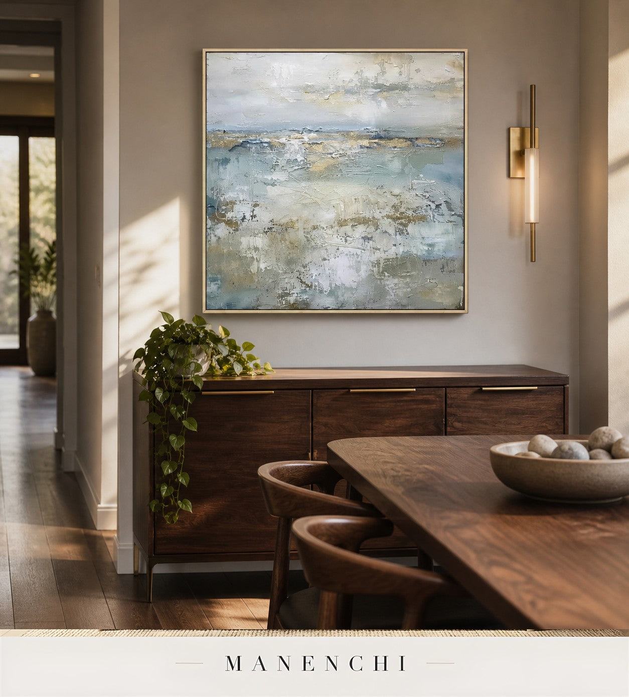 Massed Surf | Contemporary Wall Art - original hand-painted painting by Manenchi, styled in a room setting