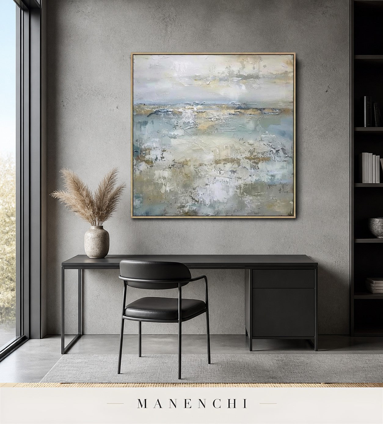 Massed Surf | Contemporary Wall Art - original hand-painted painting by Manenchi, styled in a room setting