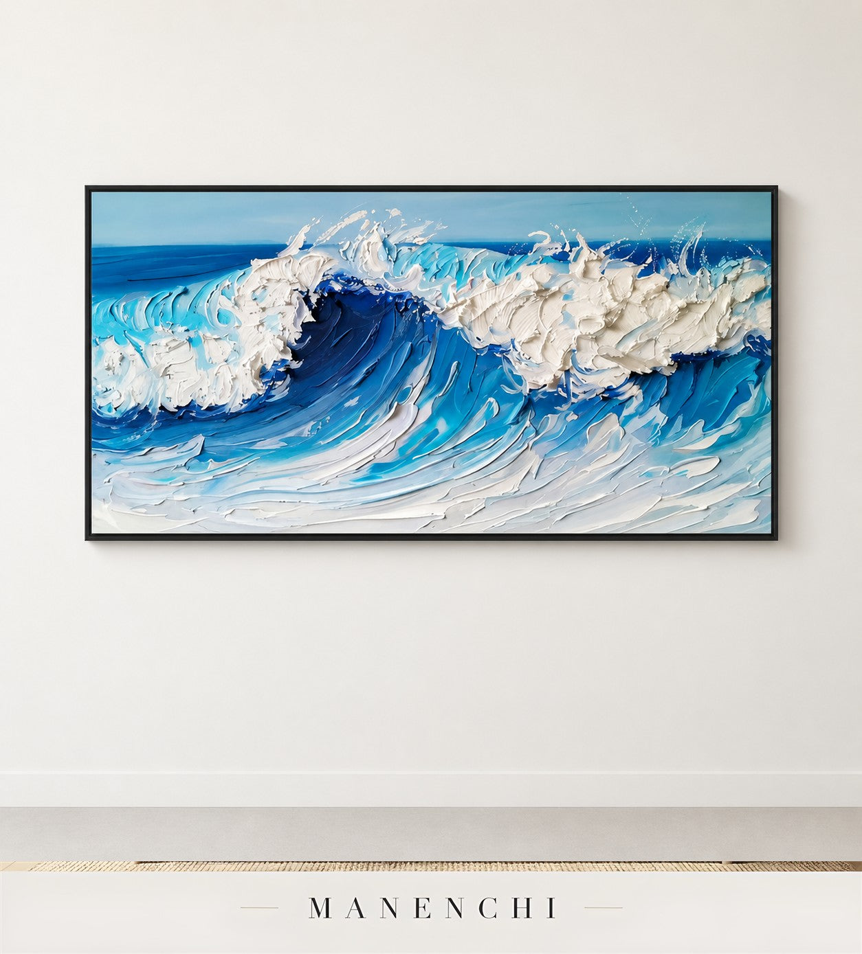 Foam Scroll | Contemporary Wall Art - original hand-painted painting by Manenchi, styled in a room setting