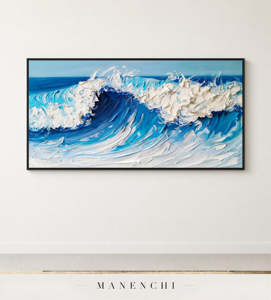 Foam Scroll | Contemporary Wall Art - original hand-painted painting by Manenchi, styled in a room setting