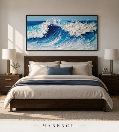Foam Scroll | Contemporary Wall Art - original hand-painted painting by Manenchi, styled in a room setting