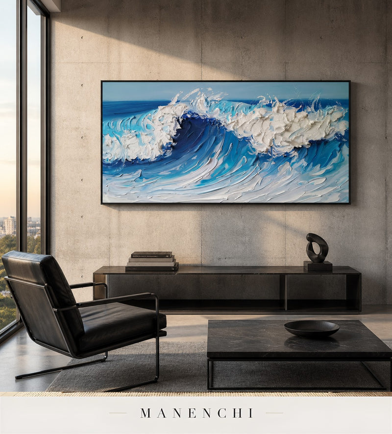 Foam Scroll | Contemporary Wall Art - original hand-painted painting by Manenchi, styled in a room setting
