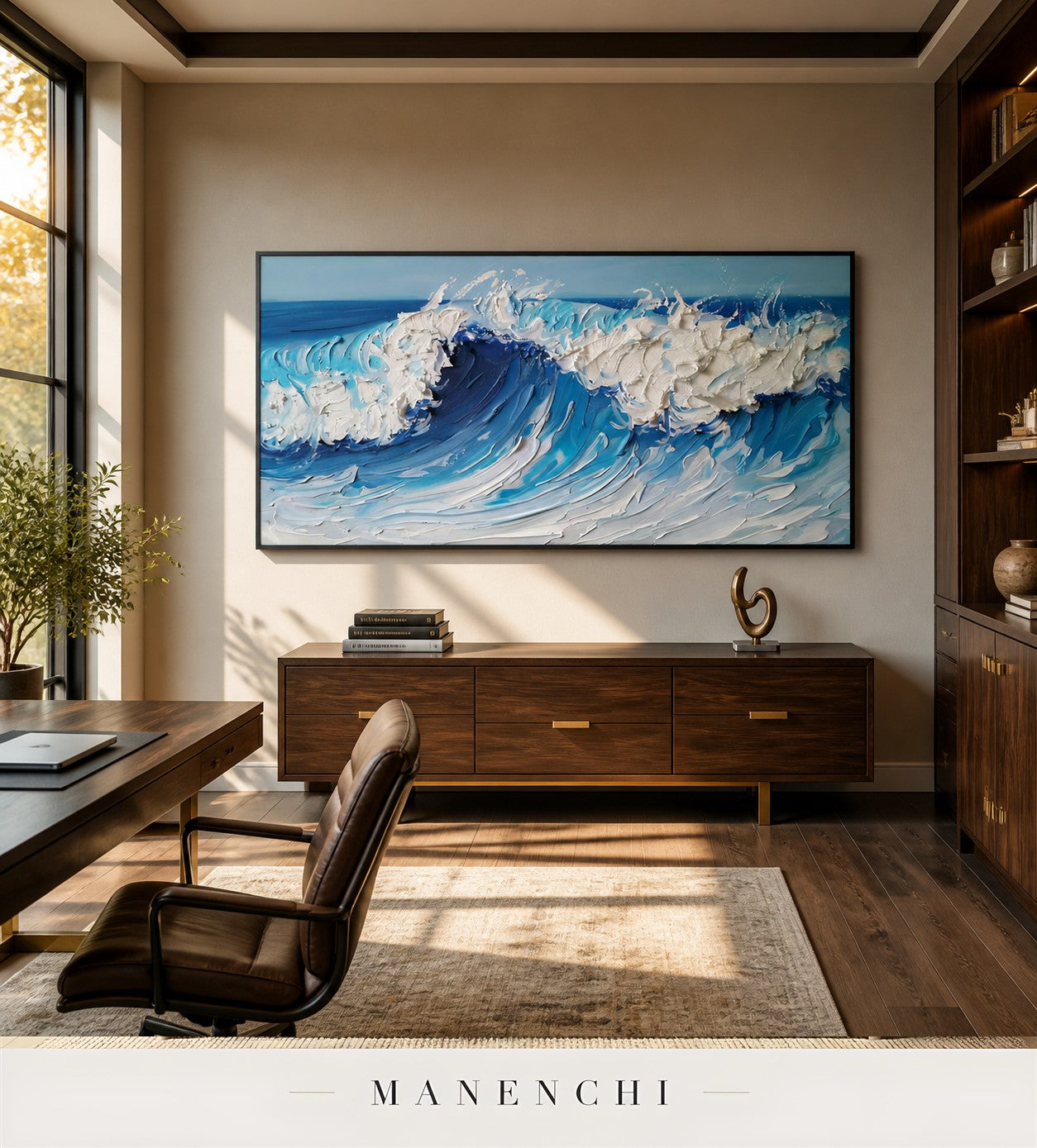 Foam Scroll | Contemporary Wall Art - original hand-painted painting by Manenchi, styled in a room setting