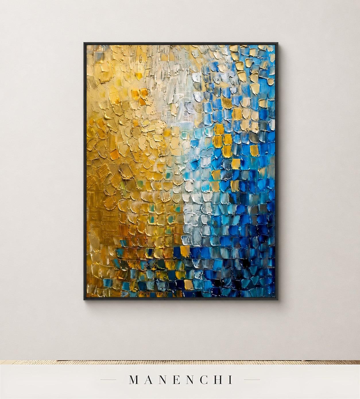 Weft Shimmer | Contemporary Wall Art - original hand-painted painting by Manenchi, styled in a room setting