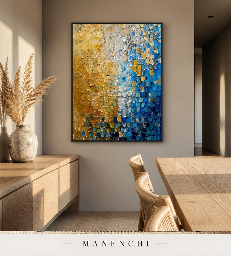 Weft Shimmer | Contemporary Wall Art - original hand-painted painting by Manenchi, styled in a room setting