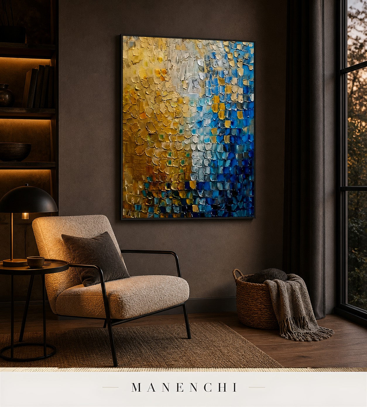 Weft Shimmer | Contemporary Wall Art - original hand-painted painting by Manenchi, styled in a room setting
