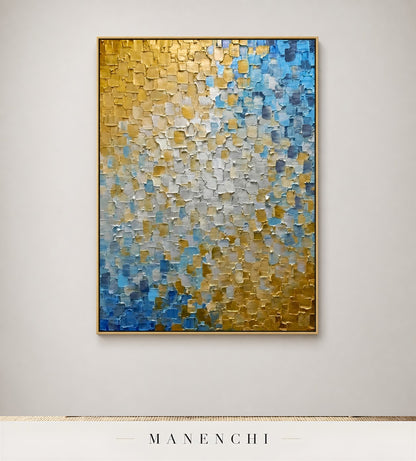Impasto Crests | Gold Leaf Wall Art - original hand-painted painting by Manenchi, styled in a room setting