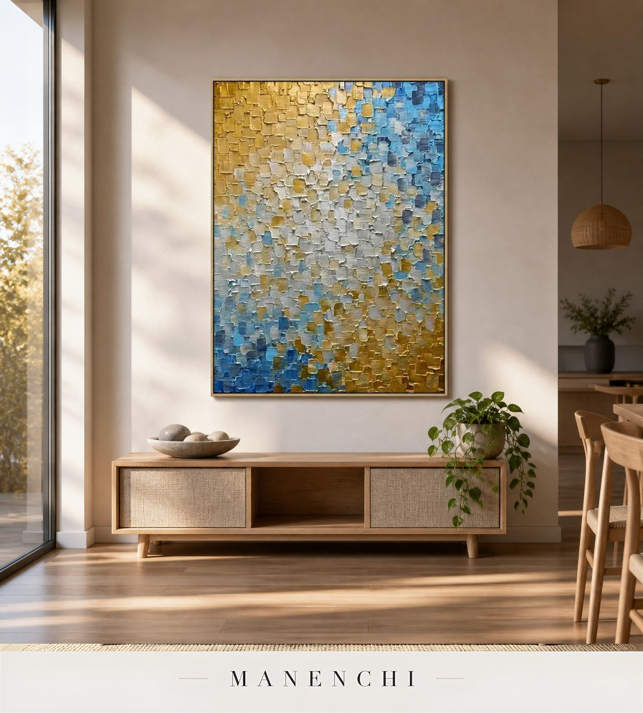 Impasto Crests | Gold Leaf Wall Art - original hand-painted painting by Manenchi, styled in a room setting
