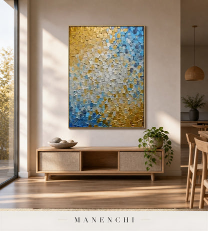 Impasto Crests | Gold Leaf Wall Art - original hand-painted painting by Manenchi, styled in a room setting