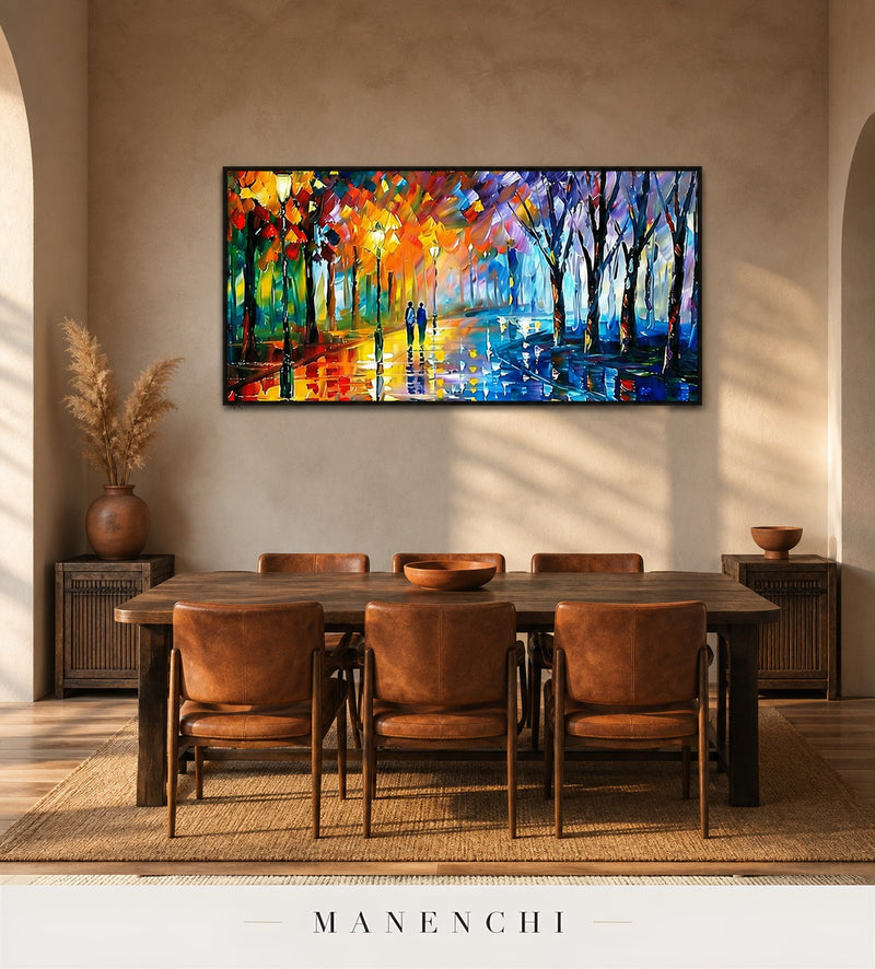 Liquid Strata | Contemporary Wall Art - original hand-painted painting by Manenchi, styled in a room setting
