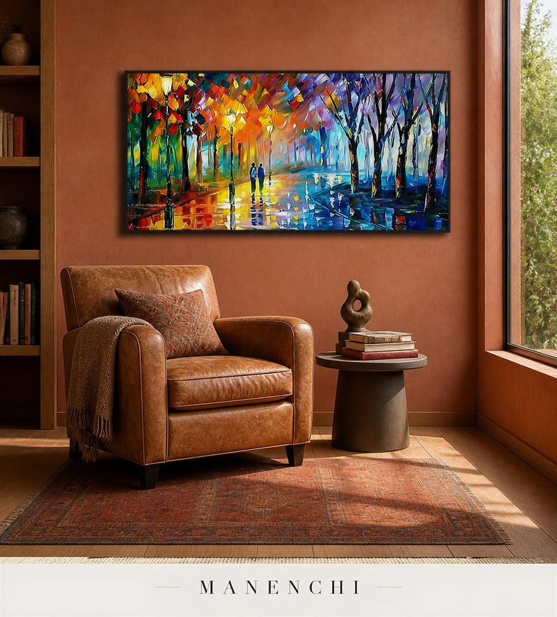 Liquid Strata | Contemporary Wall Art - original hand-painted painting by Manenchi, styled in a room setting