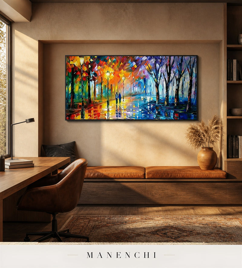 Liquid Strata | Contemporary Wall Art - original hand-painted painting by Manenchi, styled in a room setting
