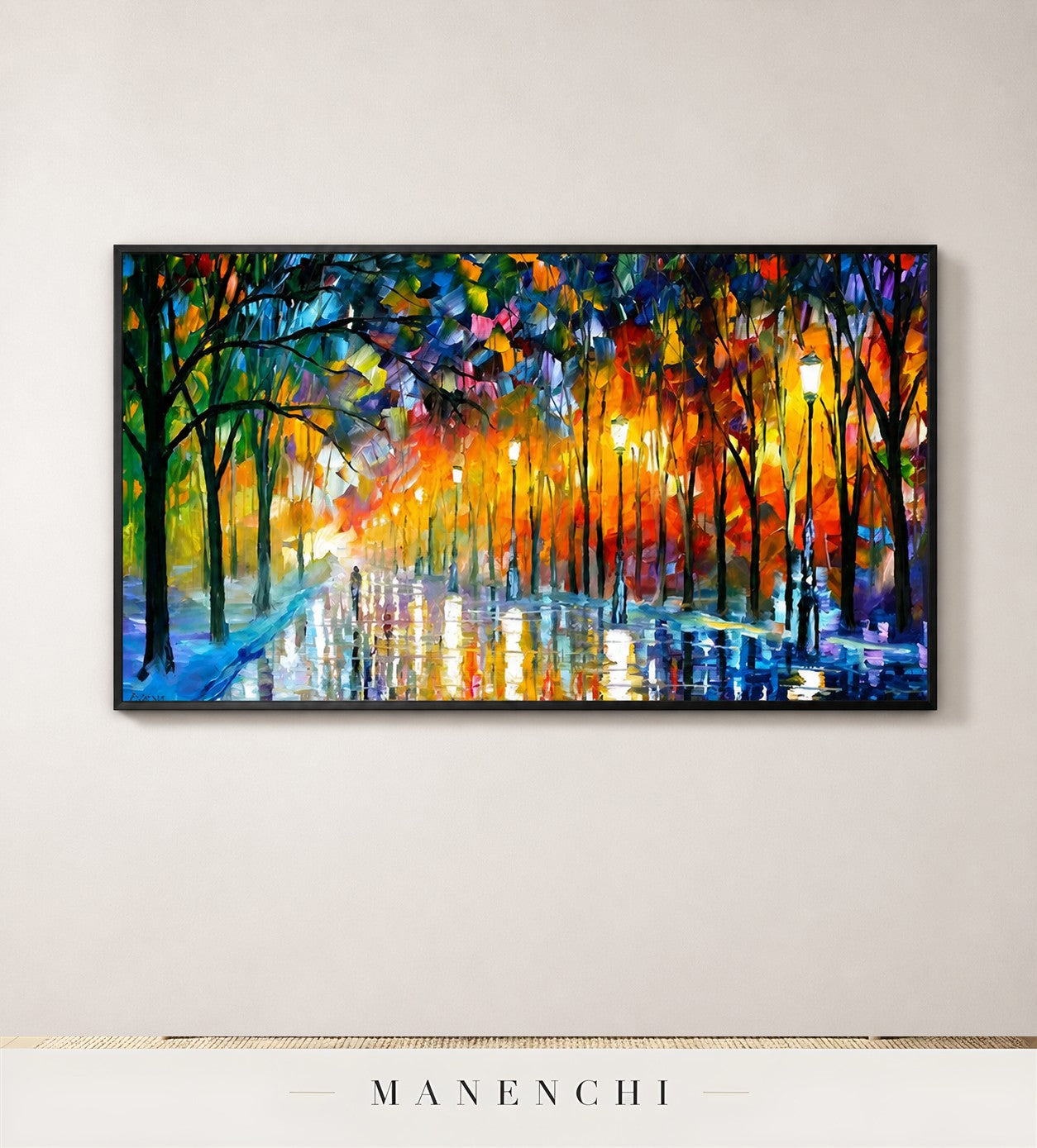 Thickened Night | Contemporary Wall Art - original hand-painted painting by Manenchi, styled in a room setting