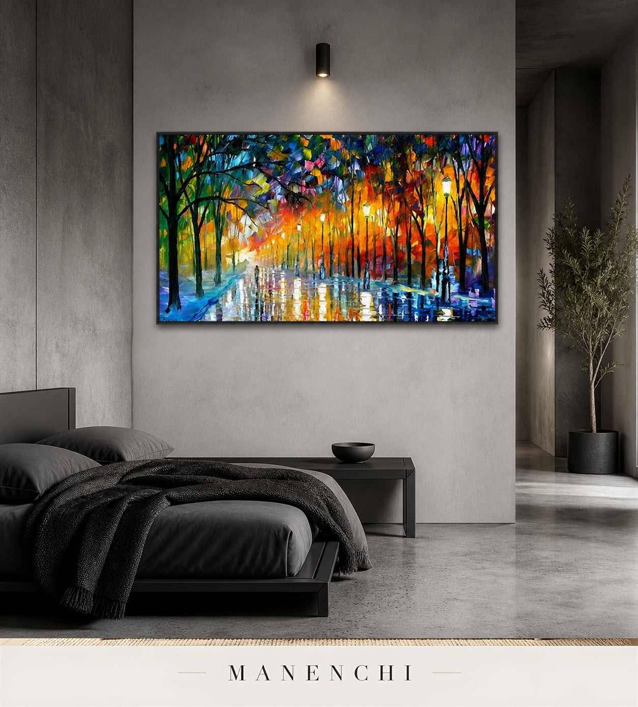 Thickened Night | Contemporary Wall Art - original hand-painted painting by Manenchi, styled in a room setting