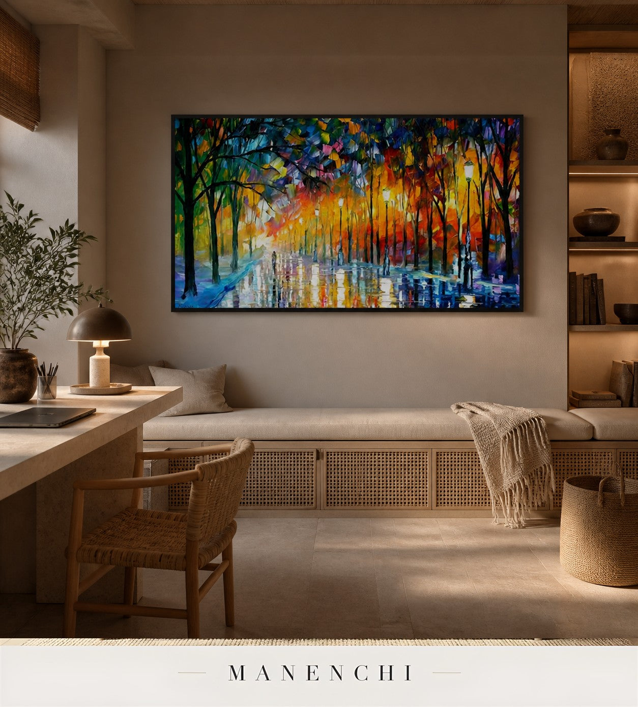 Thickened Night | Contemporary Wall Art - original hand-painted painting by Manenchi, styled in a room setting