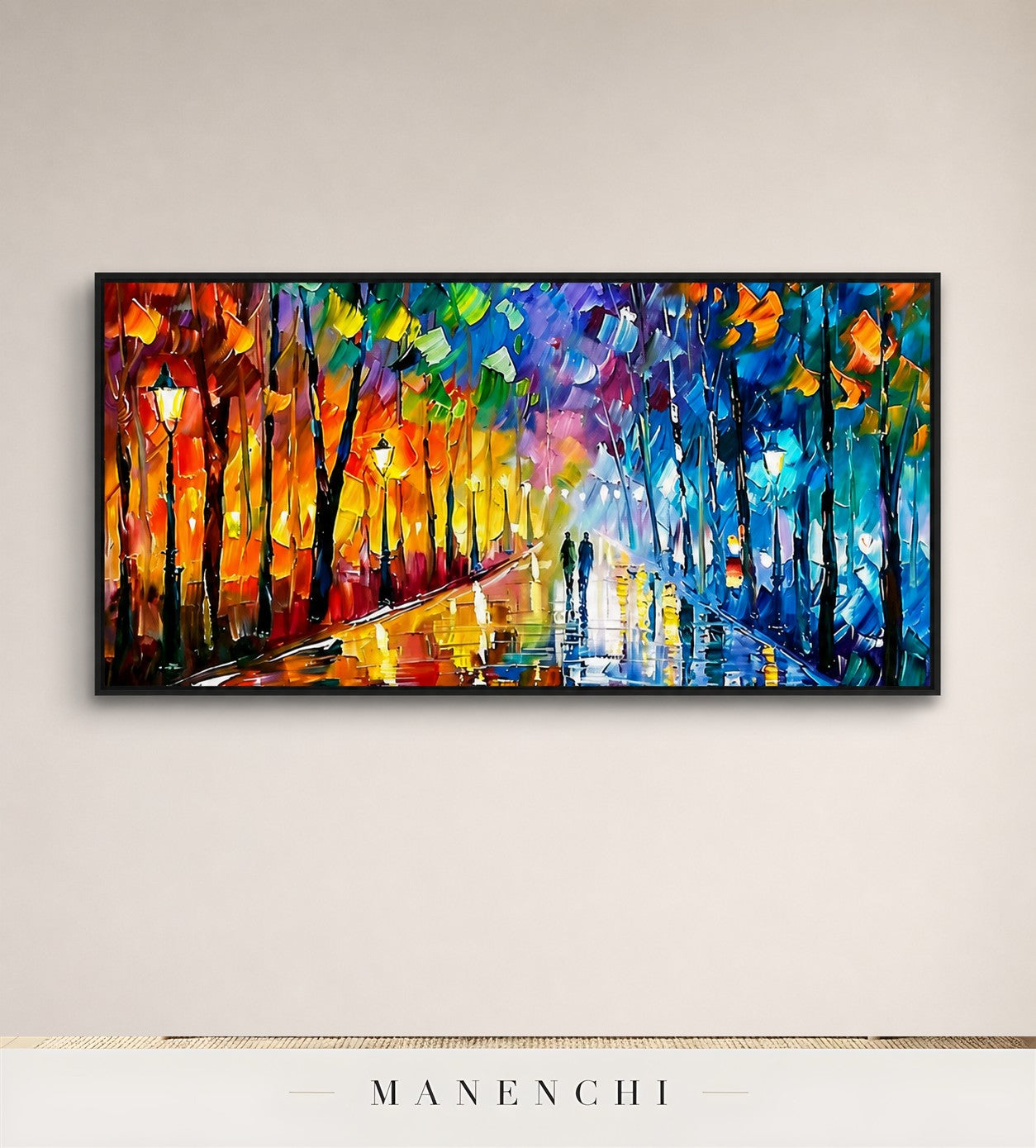 Glossed Nocturne | Contemporary Wall Art - original hand-painted painting by Manenchi, styled in a room setting