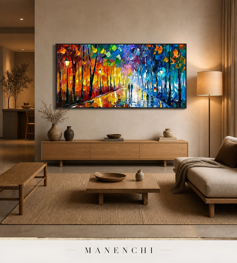 Glossed Nocturne | Contemporary Wall Art - original hand-painted painting by Manenchi, styled in a room setting