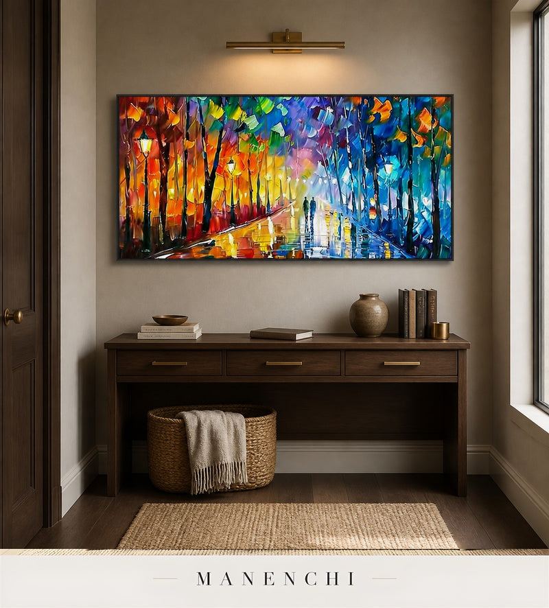 Glossed Nocturne | Contemporary Wall Art - original hand-painted painting by Manenchi, styled in a room setting
