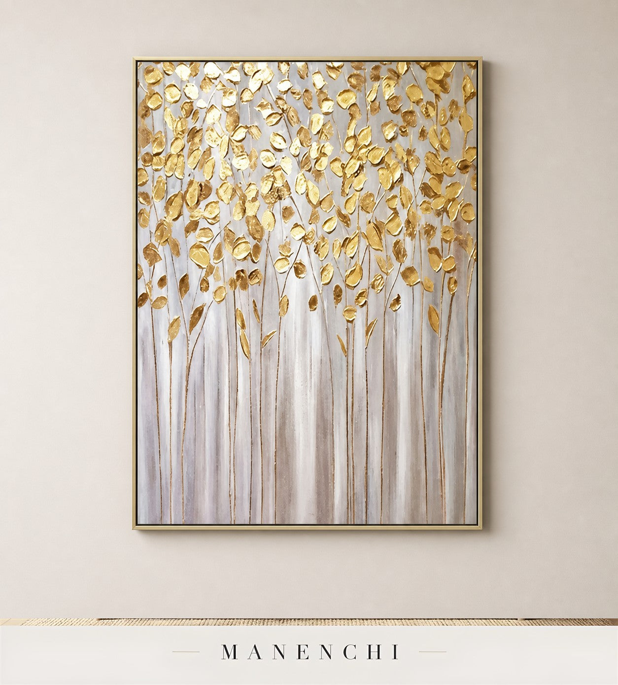 Golden Vault | Gold Leaf Wall Art - original hand-painted painting by Manenchi, styled in a room setting