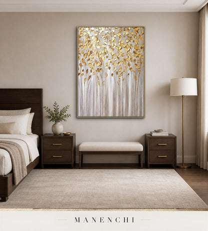 Golden Vault | Gold Leaf Wall Art - original hand-painted painting by Manenchi, styled in a room setting