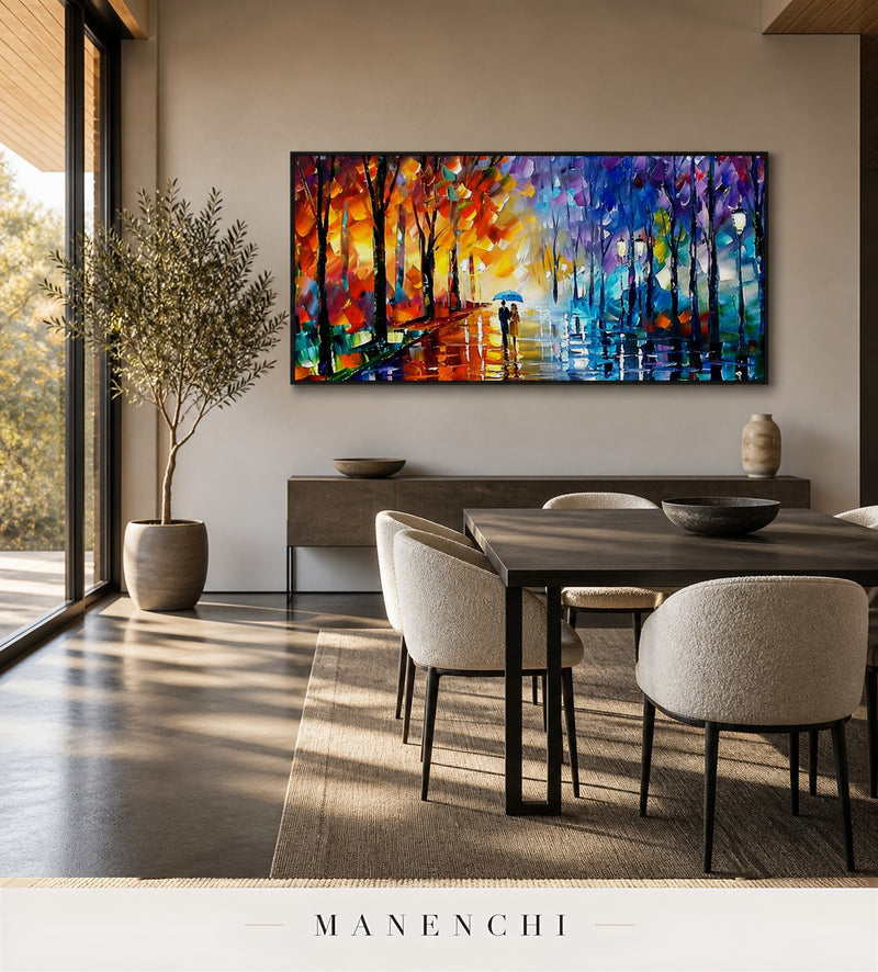 Dewy Passage | Contemporary Wall Art - original hand-painted painting by Manenchi, styled in a room setting