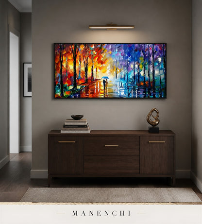 Dewy Passage | Contemporary Wall Art - original hand-painted painting by Manenchi, styled in a room setting