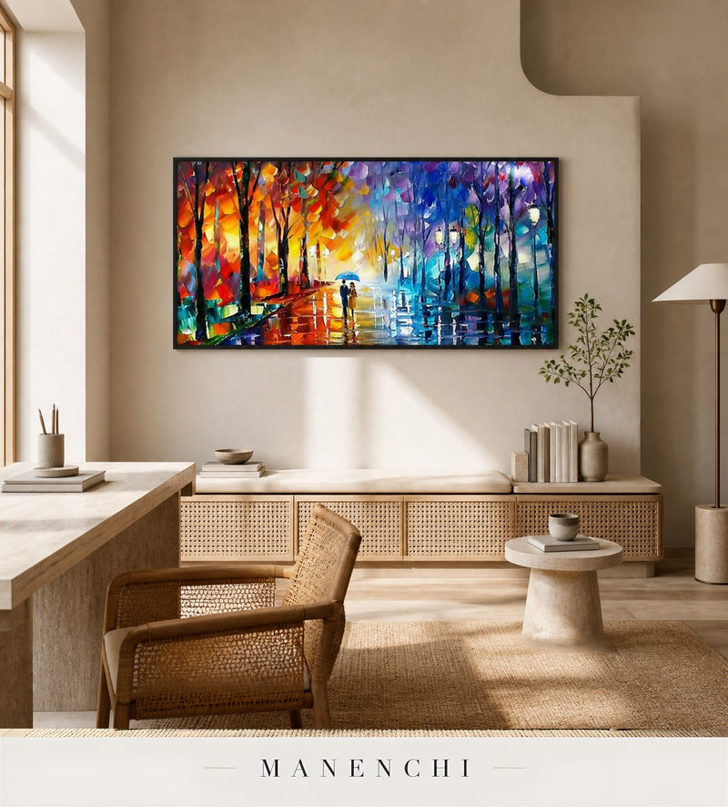 Dewy Passage | Contemporary Wall Art - original hand-painted painting by Manenchi, styled in a room setting