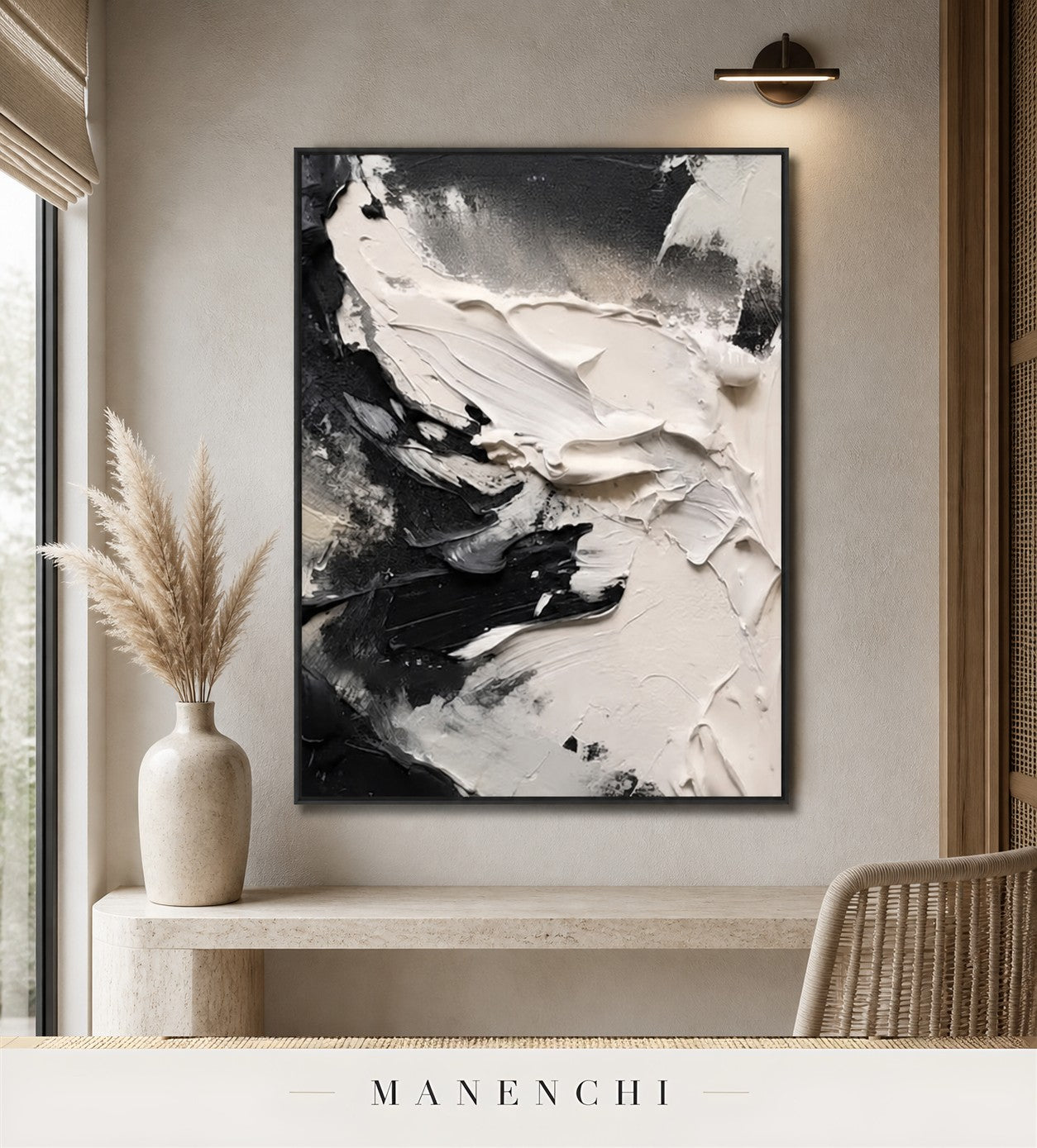 Impasto Swell | Contemporary Wall Art - original hand-painted painting by Manenchi, styled in a room setting