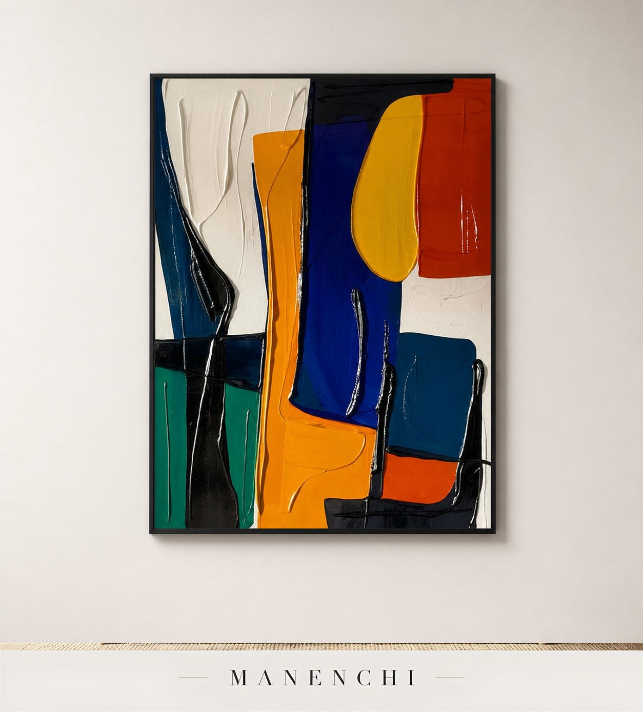 Architected Chroma | Contemporary Wall Art - original hand-painted painting by Manenchi, styled in a room setting