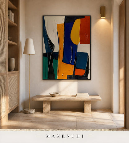 Architected Chroma | Contemporary Wall Art - original hand-painted painting by Manenchi, styled in a room setting