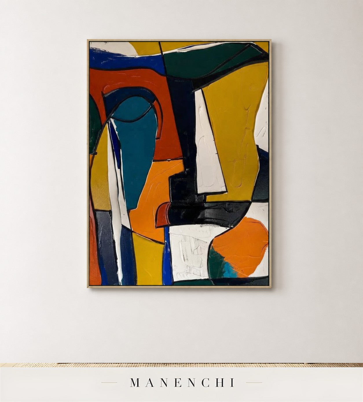 Sculpted Geometry | Contemporary Wall Art - original hand-painted painting by Manenchi, styled in a room setting