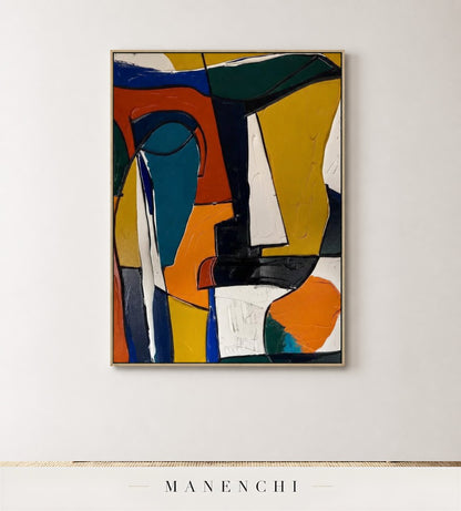 Sculpted Geometry | Contemporary Wall Art - original hand-painted painting by Manenchi, styled in a room setting