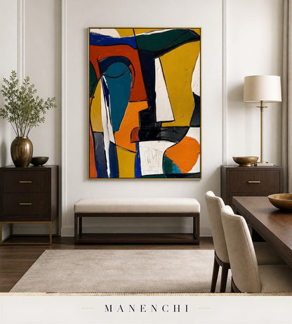 Sculpted Geometry | Contemporary Wall Art - original hand-painted painting by Manenchi, styled in a room setting