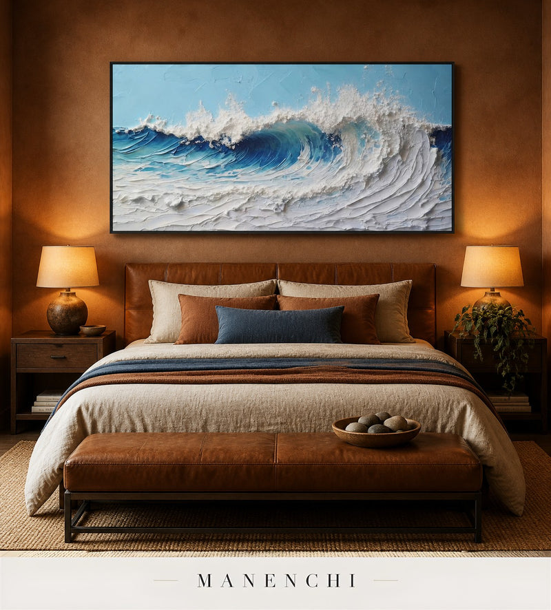 Frothing Sculpt | Contemporary Wall Art - original hand-painted painting by Manenchi, styled in a room setting