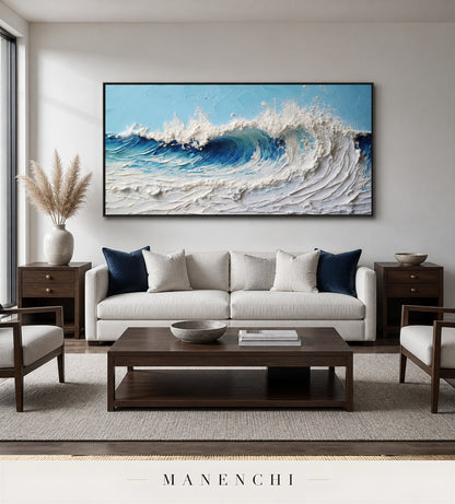 Frothing Sculpt | Contemporary Wall Art - original hand-painted painting by Manenchi, styled in a room setting