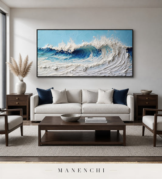 Frothing Sculpt | Contemporary Wall Art - original hand-painted painting by Manenchi, styled in a room setting