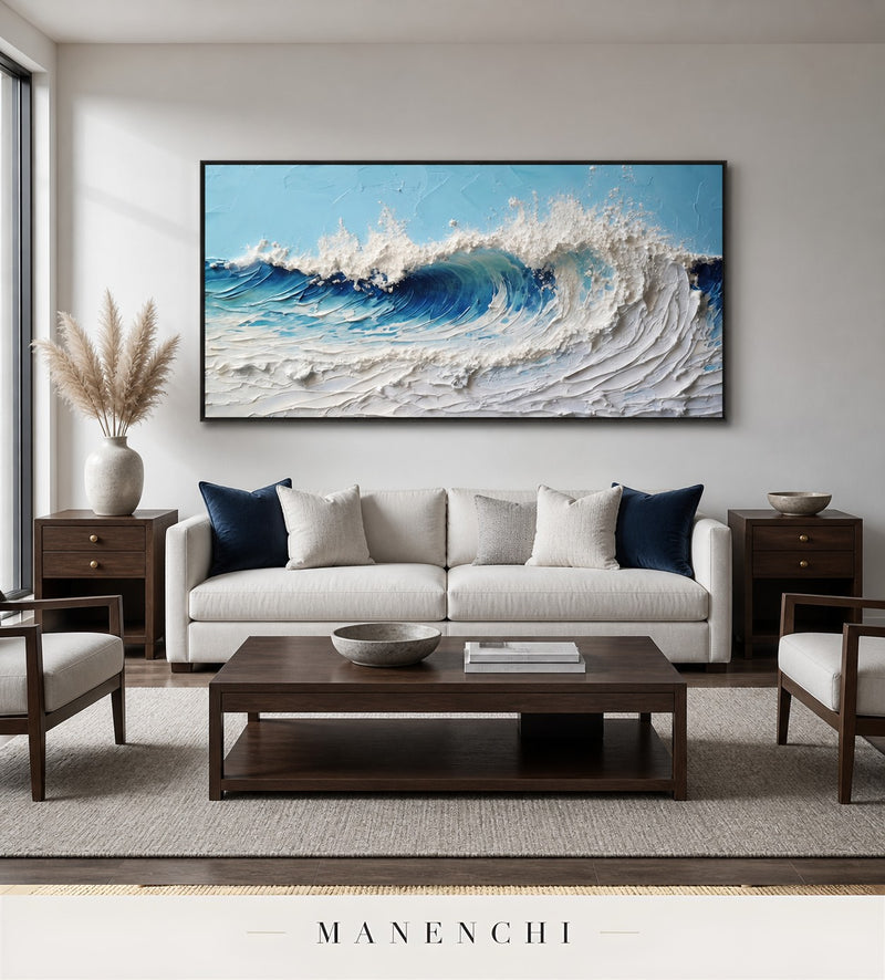 Frothing Sculpt | Contemporary Wall Art - original hand-painted painting by Manenchi, styled in a room setting