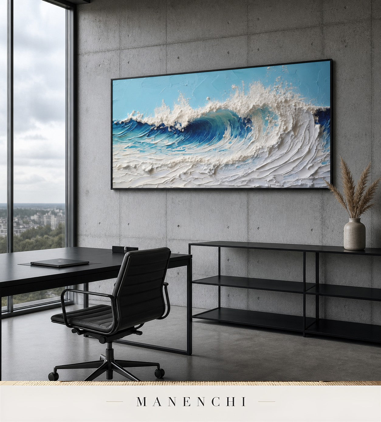 Frothing Sculpt | Contemporary Wall Art - original hand-painted painting by Manenchi, styled in a room setting