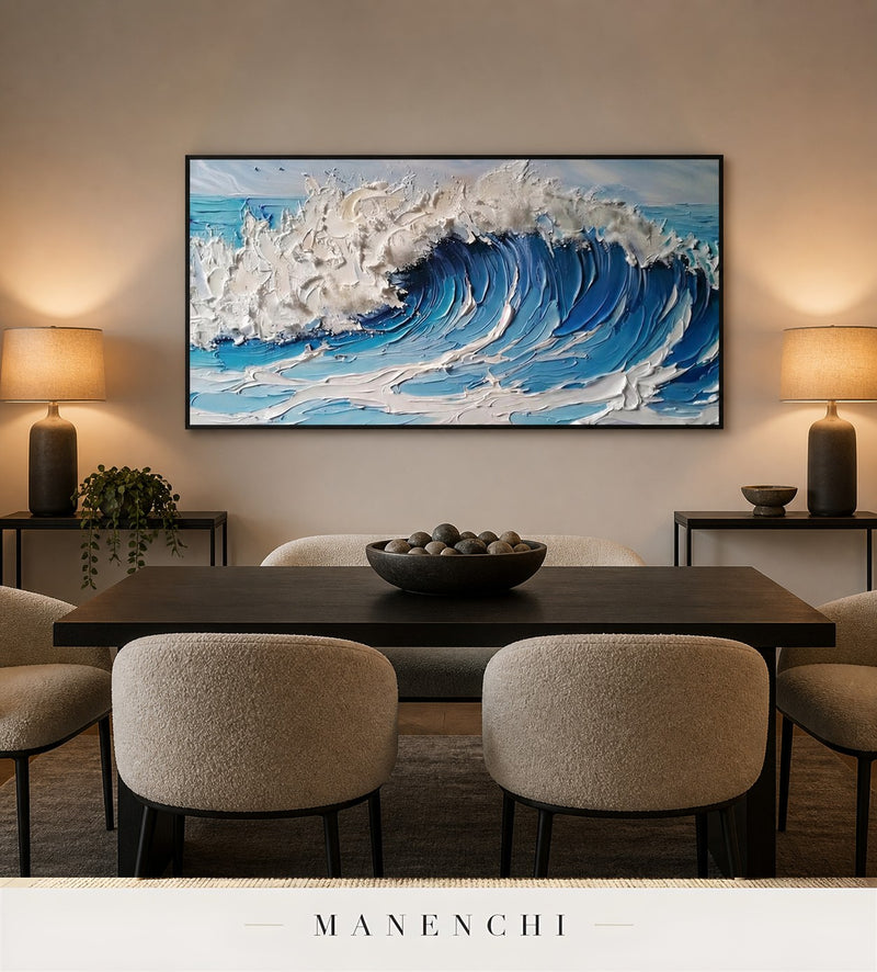 Froth Pinnacle | Contemporary Wall Art - original hand-painted painting by Manenchi, styled in a room setting