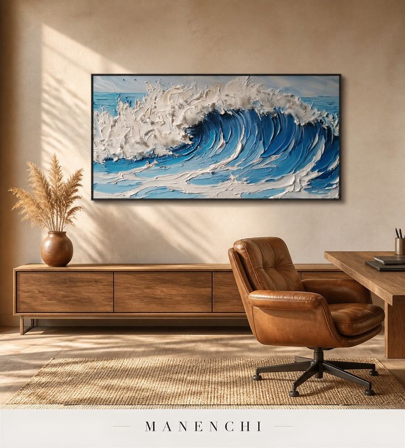 Froth Pinnacle | Contemporary Wall Art - original hand-painted painting by Manenchi, styled in a room setting