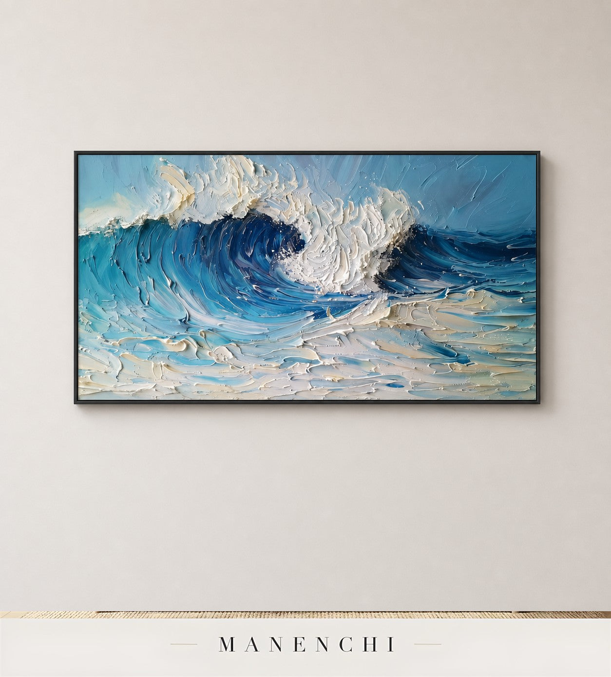 Oceanic Veins | Contemporary Wall Art - original hand-painted painting by Manenchi, styled in a room setting