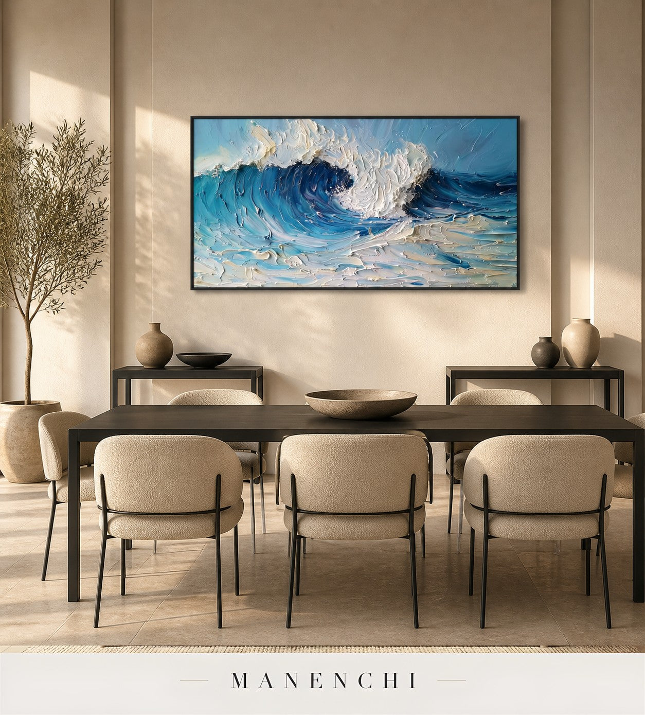 Oceanic Veins | Contemporary Wall Art - original hand-painted painting by Manenchi, styled in a room setting