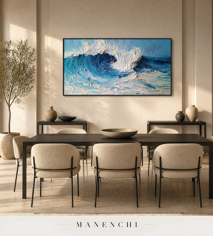 Oceanic Veins | Contemporary Wall Art - original hand-painted painting by Manenchi, styled in a room setting
