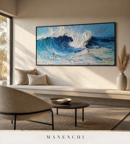 Oceanic Veins | Contemporary Wall Art - original hand-painted painting by Manenchi, styled in a room setting