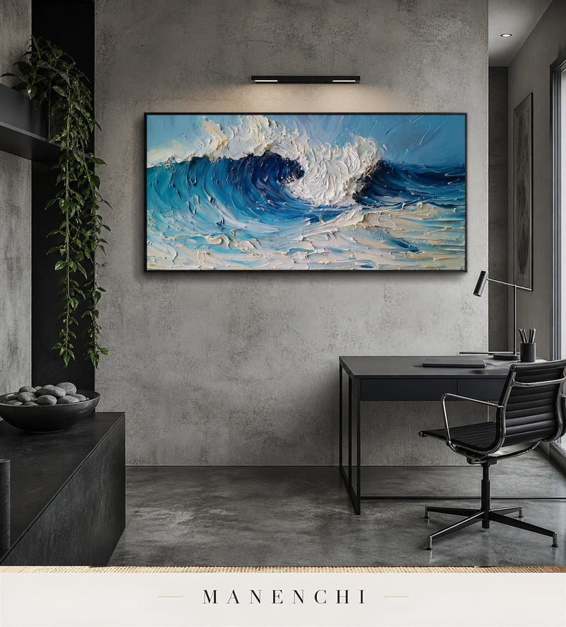 Oceanic Veins | Contemporary Wall Art - original hand-painted painting by Manenchi, styled in a room setting