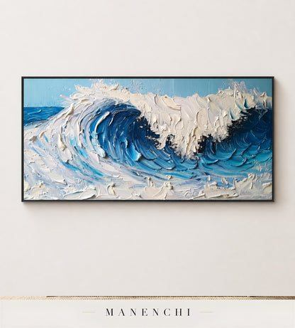 Marine Surge | Contemporary Wall Art - original hand-painted painting by Manenchi, styled in a room setting