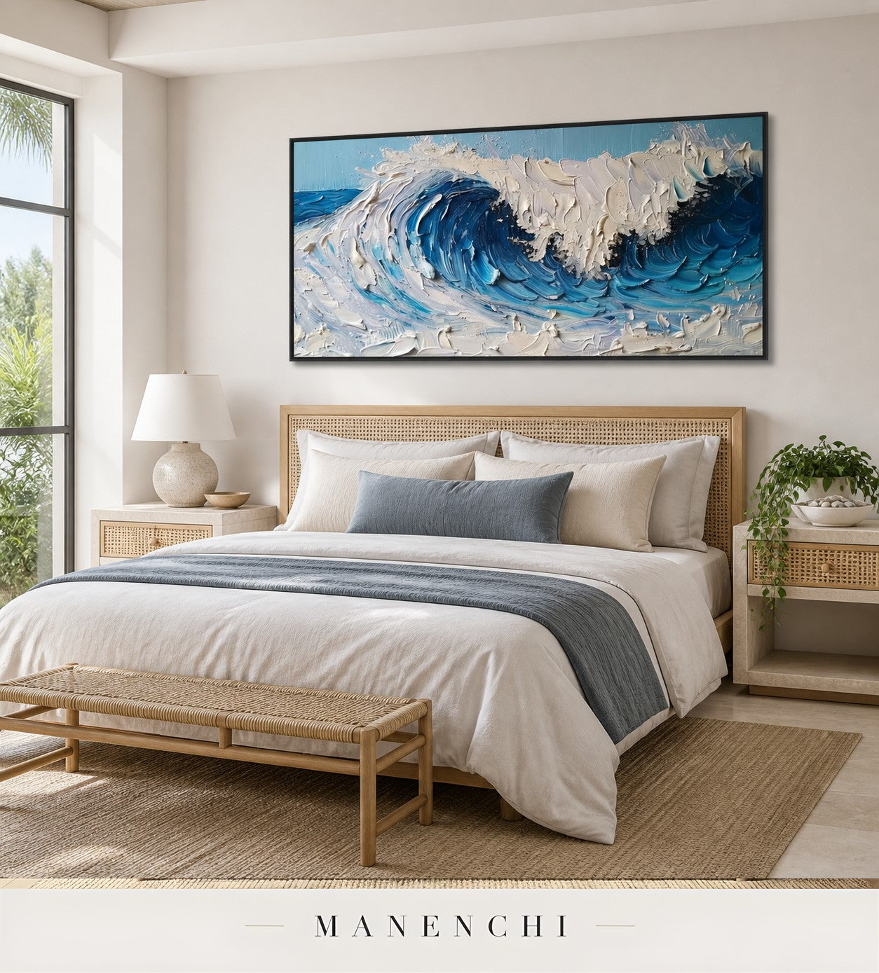 Marine Surge | Contemporary Wall Art - original hand-painted painting by Manenchi, styled in a room setting