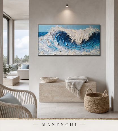 Marine Surge | Contemporary Wall Art - original hand-painted painting by Manenchi, styled in a room setting